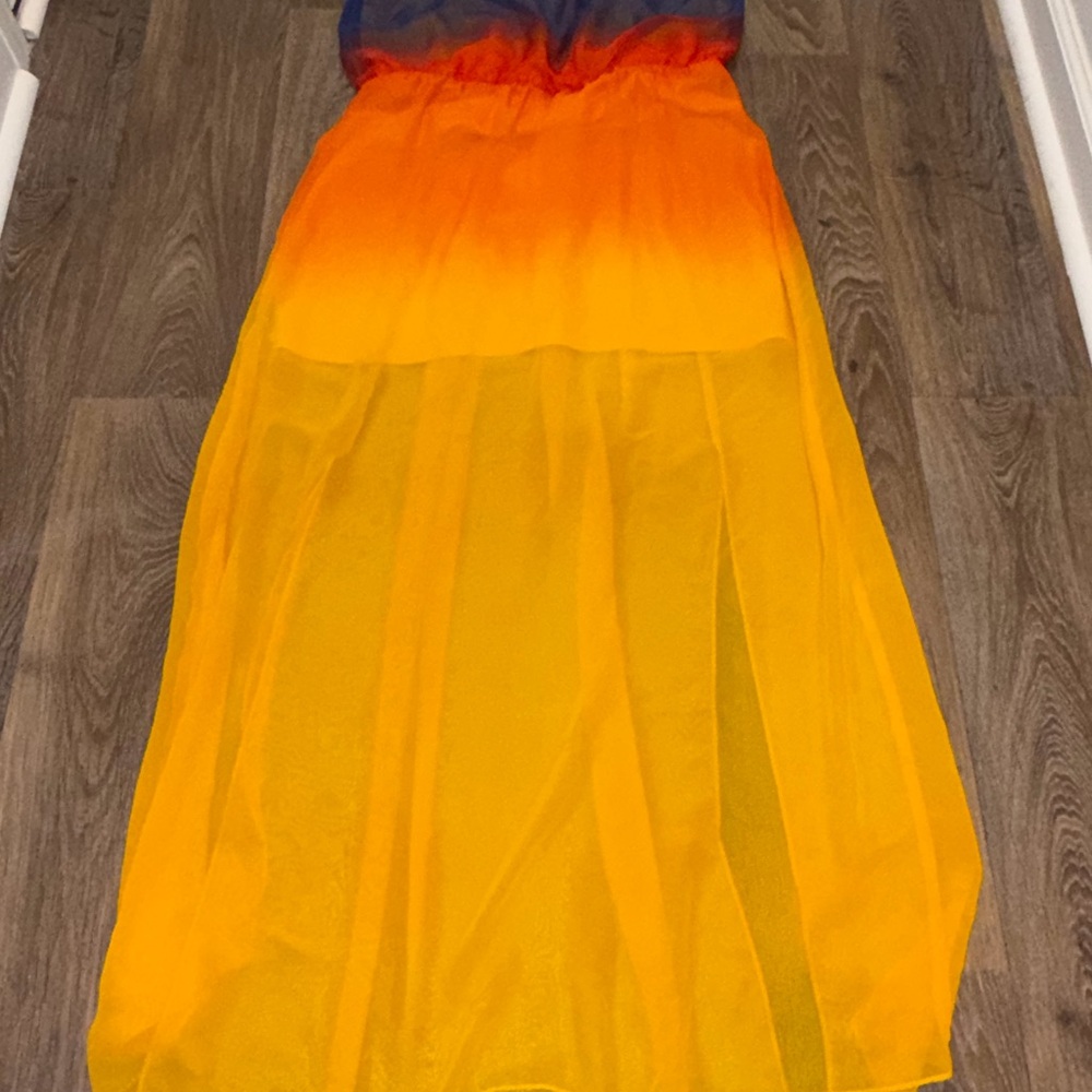 Bisou Bisou Orange and Red Ombre Maxi dress